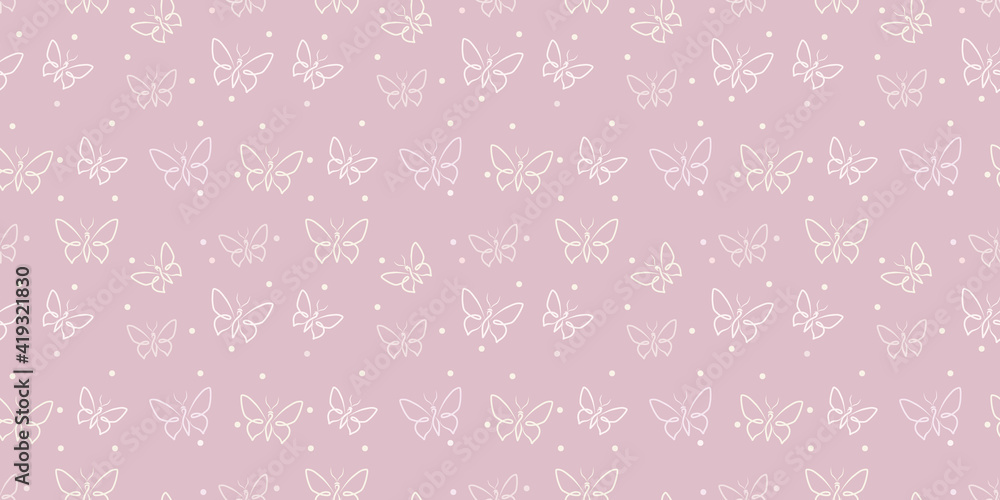 Pastel butterfly seamless repeat pattern background