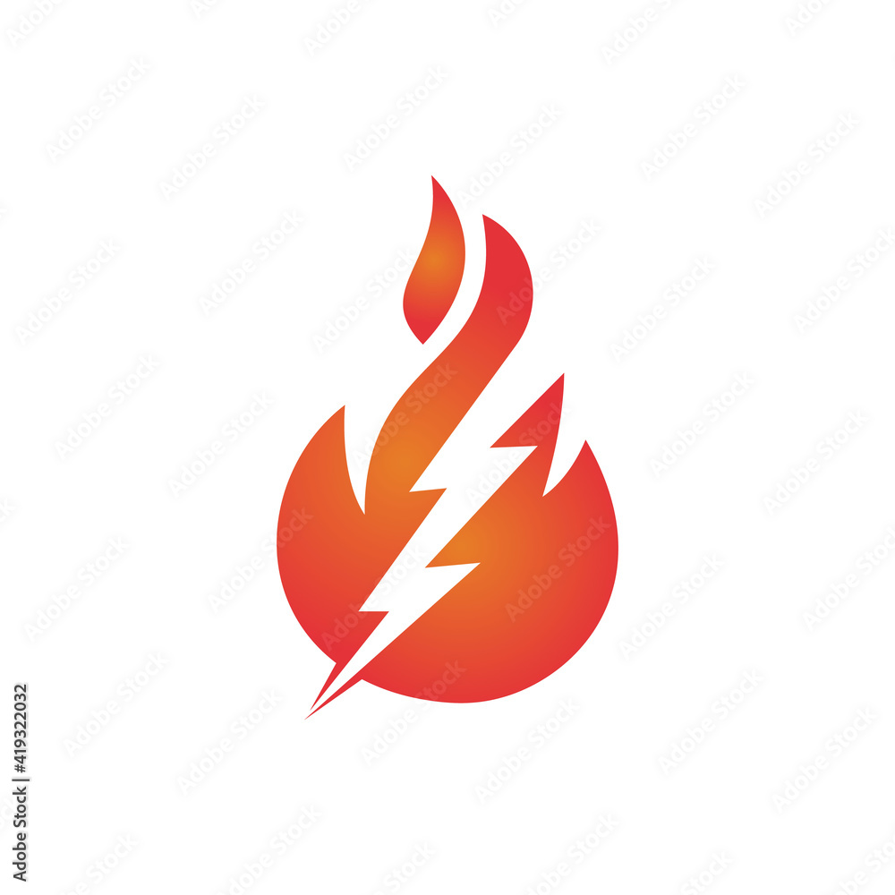 Lightning fire vector logo design template. Fire energy and voltage ...