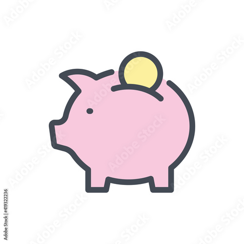 Piggy bank color line icon. Savings vector outline colorful sign.