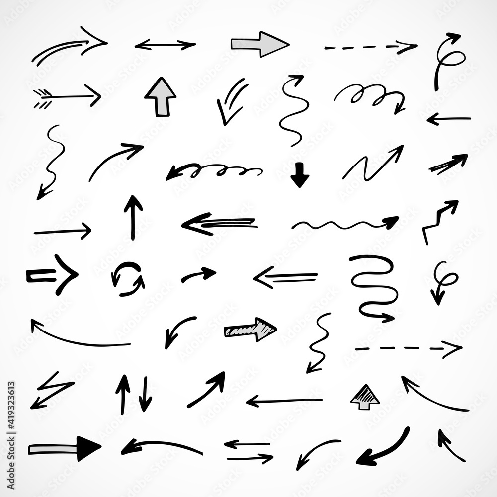 Vector set of hand-drawn arrows, elements for presentation Vector set of hand-drawn arrows, elements for presentation