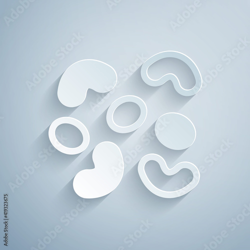 Paper cut Jelly candy icon isolated on grey background. Paper art style. Vector.