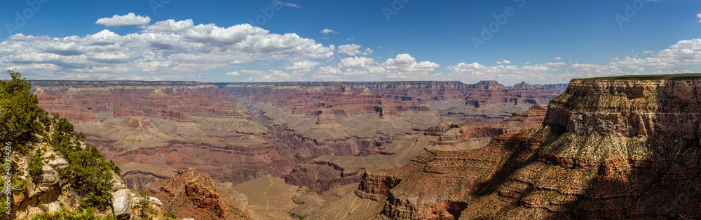 Panorama shot of hills, mountains and canyons in grand canyon antional park at sunny day, colorado Panorama shot of hills, mountains and canyons in grand canyon antional park at sunny day, colorado
