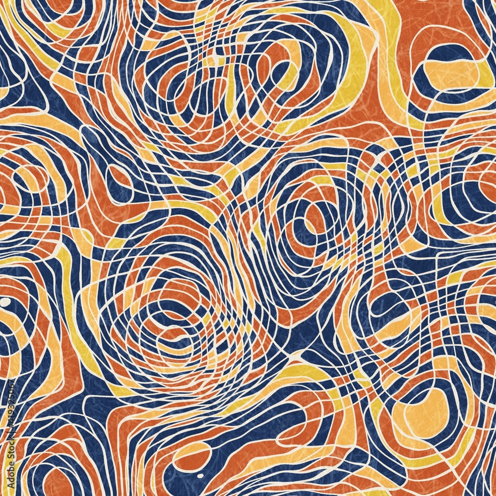 Fototapeta premium Seamless abstract line geo pattern for print. High quality illustration. Wavy lines resembling topographical maps overlaid and then filled for a modern attractive abstract textured surface design.