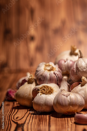 white garlic on the table 