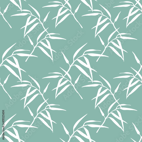 Floral seamless pattern with bamboo branches watercolour on color background. Hand drawn style. Perfect for paper, textile, wrapping and decoration.
