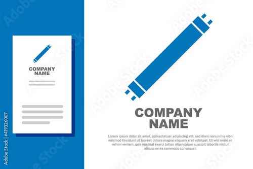 Blue Long luminescence fluorescent energy saving lamp icon isolated on white background. Logo design template element. Vector.