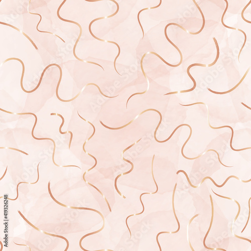 Vector rose gold strings ribbons seamless pattern