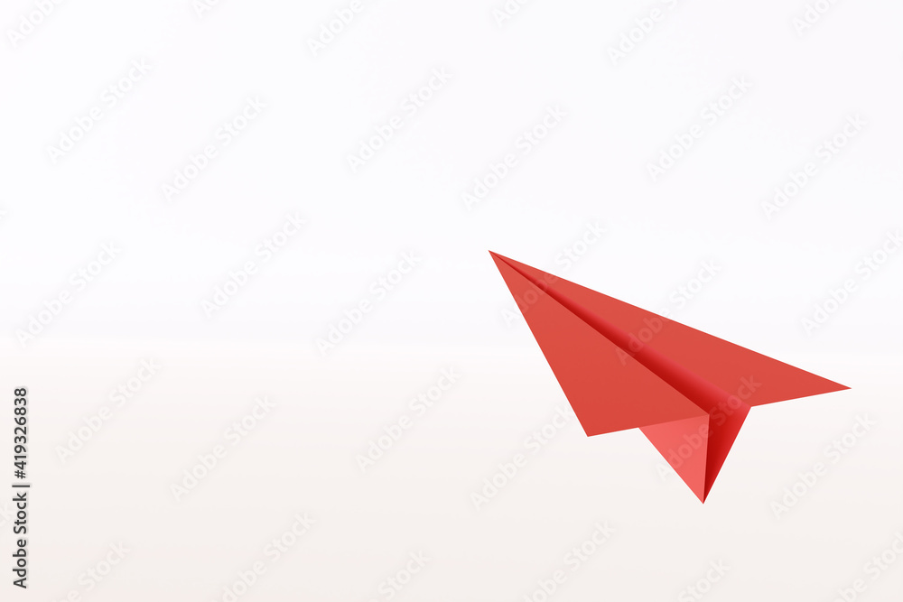 Red paper plane isolated on white background. 3d render illustration. Red paper plane isolated on white background. 3d render illustration.