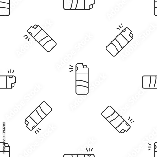 Grey line Pepper spray icon isolated seamless pattern on white background. OC gas. Capsicum self defense aerosol. Vector.
