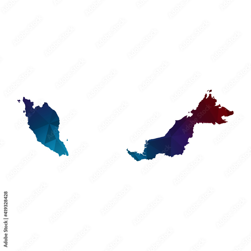 Fototapeta premium Map of Malaysia from Polygonal wire frame low poly mesh,Malaysia map Vector Illustration EPS10.