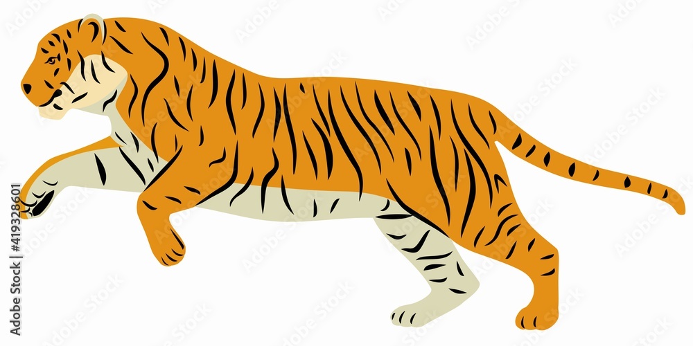 Obraz premium illustration of a tiger , vector drawing 