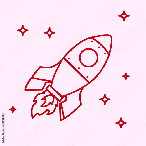 Cute rocket symbol illustration space ship vector