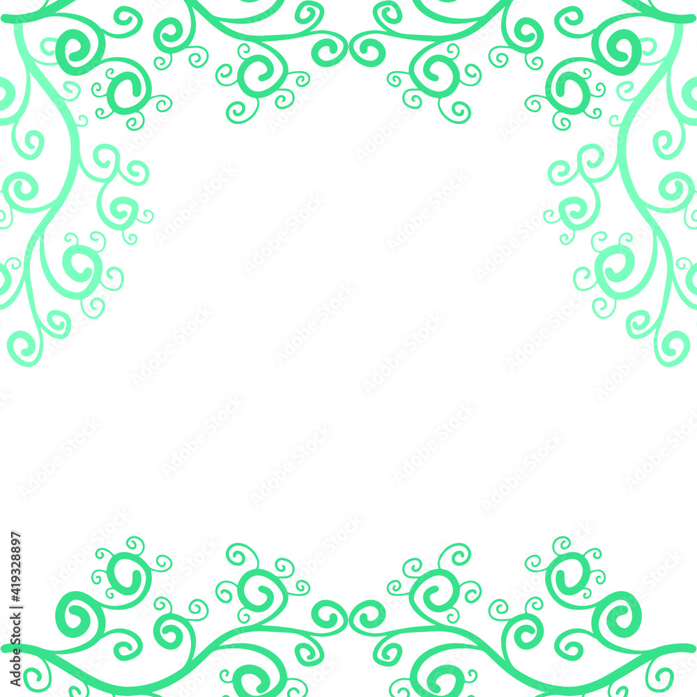 Frame of vector doodles, monogram of beautiful colors