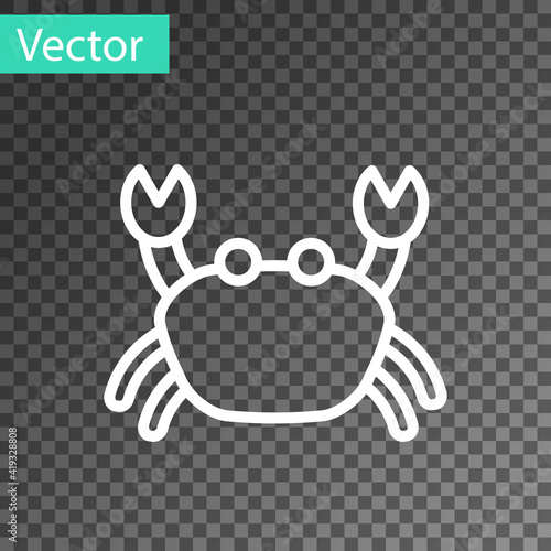 White line Crab icon isolated on transparent background. Vector..