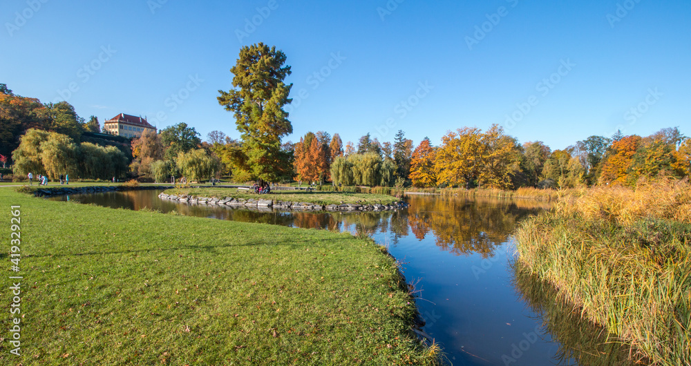 autumn landscape with lake and trees / Stromovka, Prague, Czech Republic