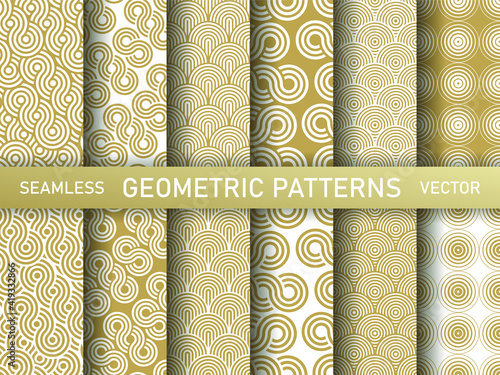 Set of seamless vector geometrical retro funk patterns. Collection of geometric backgrounds for fabric, textile, wrapping, cover, web etc.