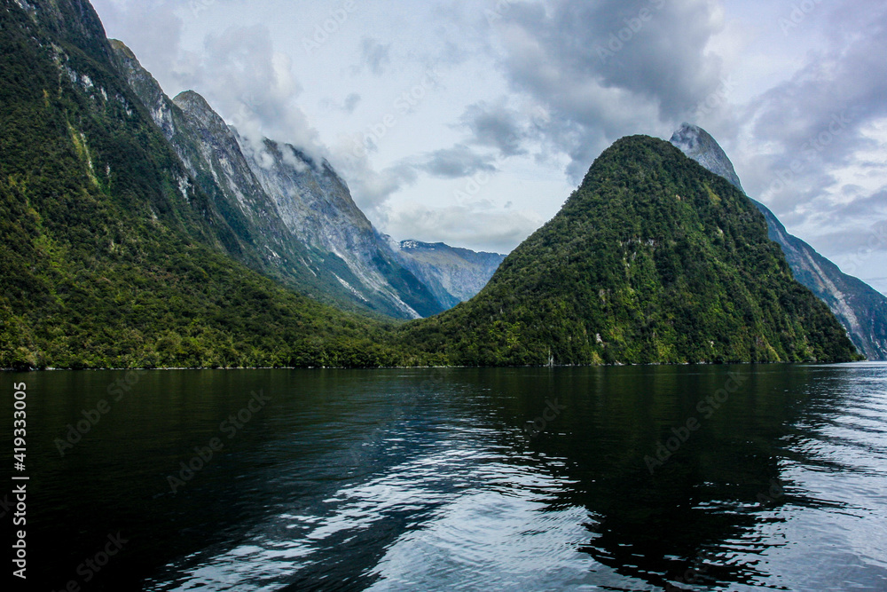 Beautiful fjords in New Zealand, atmosphere, natural colors