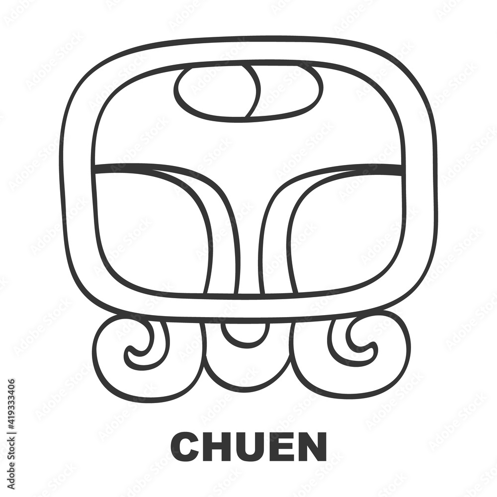 Vector icon with Glyph from Maya calendar Tzolkin. Calendar day symbol Chuen Vector icon with Glyph from Maya calendar Tzolkin. Calendar day symbol Chuen
