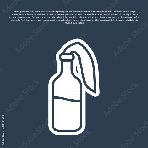 Blue line Cocktail molotov icon isolated on blue background. Vector.