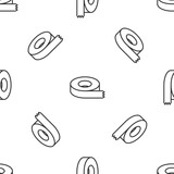 Grey line Scotch tape icon isolated seamless pattern on white background. Insulating tape. Vector.