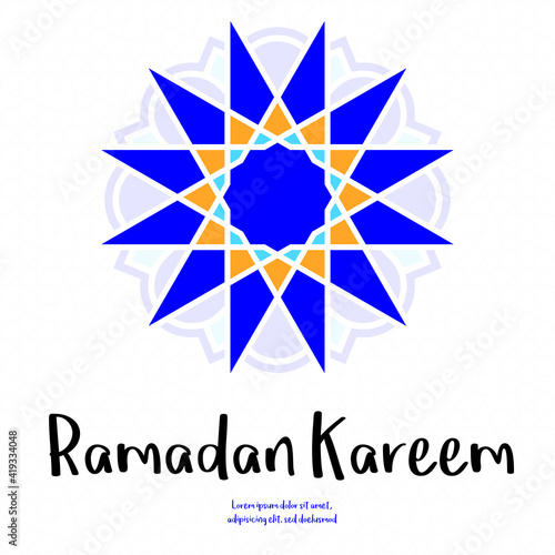 Flat Ramadan Kareem illustrations. Islamic pattern.
