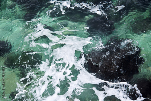 clear coastal sea waters, top view © Evgeny