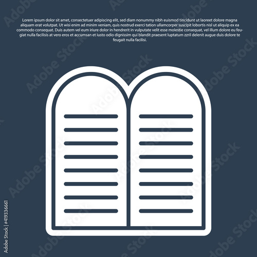 Blue line The commandments icon isolated on blue background. Gods law concept. Vector.