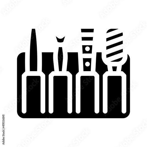 set with callus remover accessories glyph icon vector illustration