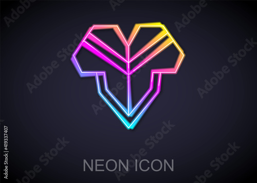 Glowing neon line Traditional mexican poncho clothing icon isolated on black background. Vector.