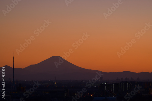 埼玉県さいたま市から見える富士山