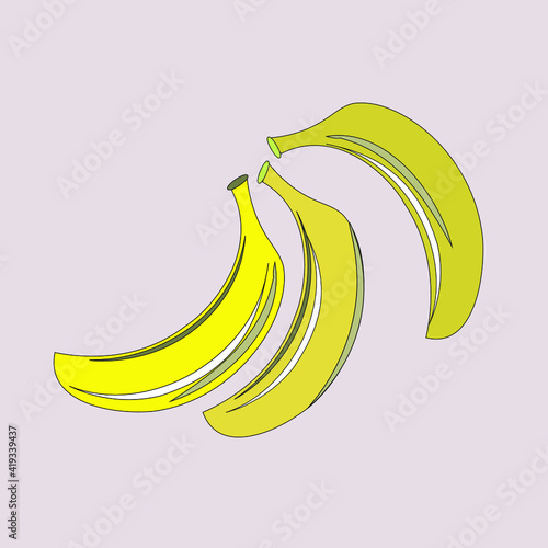 Ripe yellow bananas. Fruit. Veganism, vegetarianism, raw food diet, proper nutrition. Vector isolated objects.