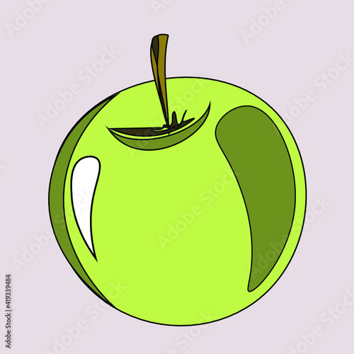 Green, yellow and red apples. Fruit. Veganism, vegetarianism, raw food diet, proper nutrition. Vector isolated objects.