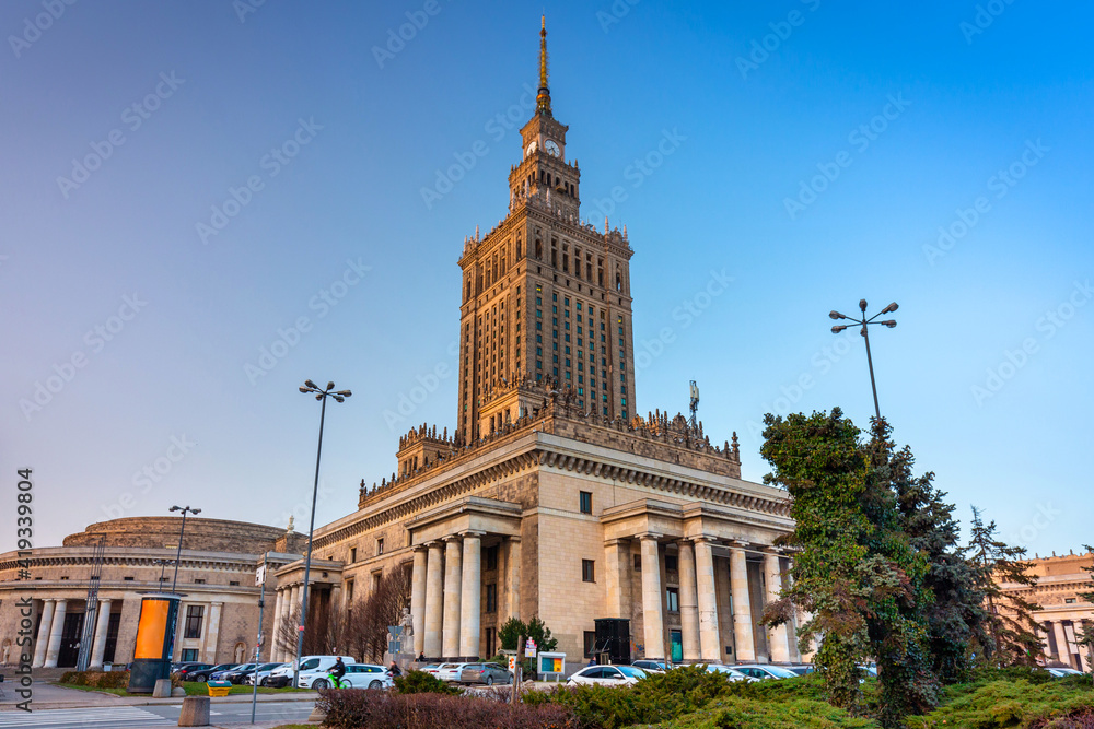 Fototapeta premium Architecture of Warsaw with the Palace of the Culture and Science, Poland.