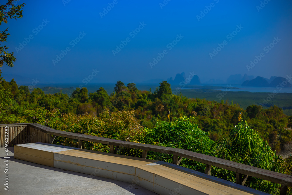 Blurred abstract background from high angle from plane window, overlooking the scenery below (river, mountain, tree).