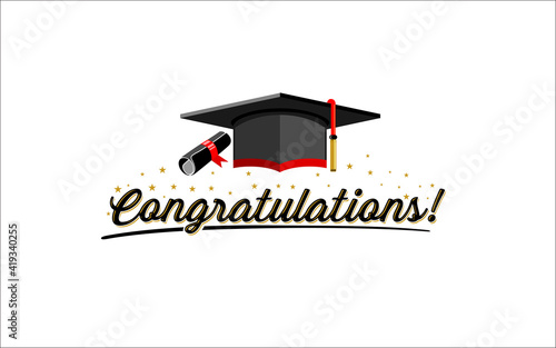 Illustration vector graphic of congratulations graduation concept logo design template