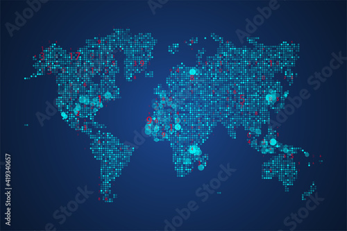 Abstract map of the spread virus