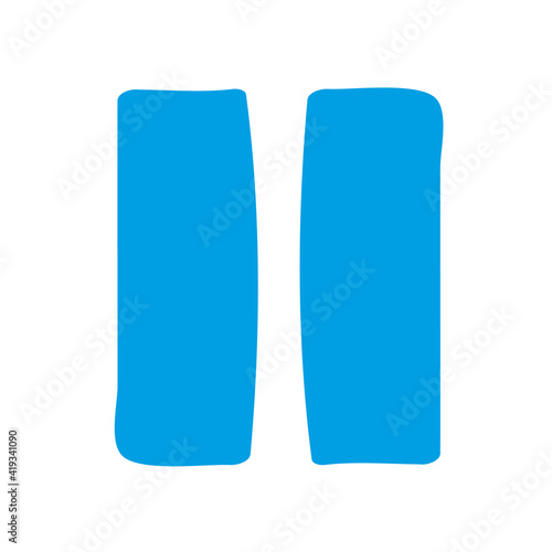 Handgezeichnetes Pause-Icon in blau