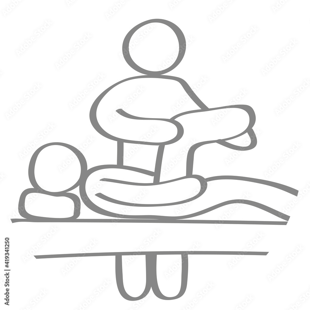 Handgezeichnetes Physiotherapie-Symbol in grau Handgezeichnetes Physiotherapie-Symbol in grau