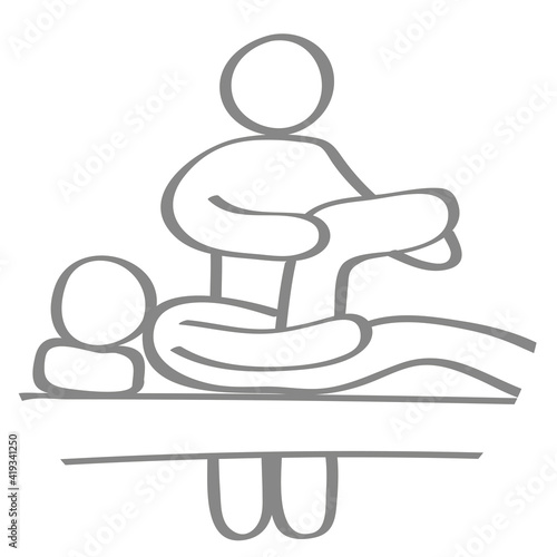 Handgezeichnetes Physiotherapie-Symbol in grau