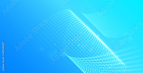 Modern dotted wave, business, science, technology, big data background. Curved dots structure. Wave flow. Molecule and communication vector illustration.