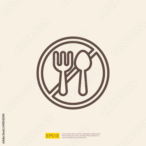prohibition drink during fasting line icon for Muslim and Ramadan theme concept. Vector illustration