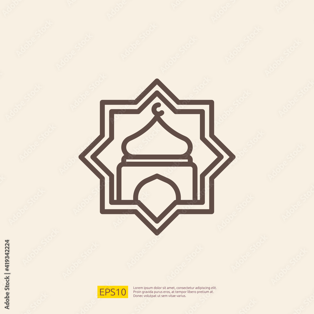 mosque line icon for Muslim and Ramadan theme concept. Vector illustration mosque line icon for Muslim and Ramadan theme concept. Vector illustration
