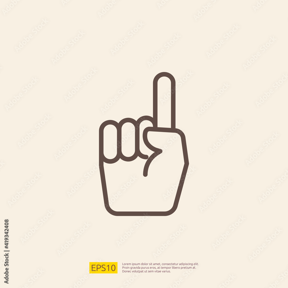 one finger raise line icon for Muslim and Ramadan theme concept. Vector illustration one finger raise line icon for Muslim and Ramadan theme concept. Vector illustration