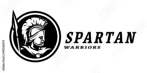 Spartan warriors. Sport logo, emblem. Vector illustration.