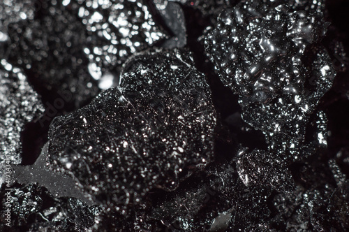 Tar and black tar deposits in the chimney close-up, macro photography photo