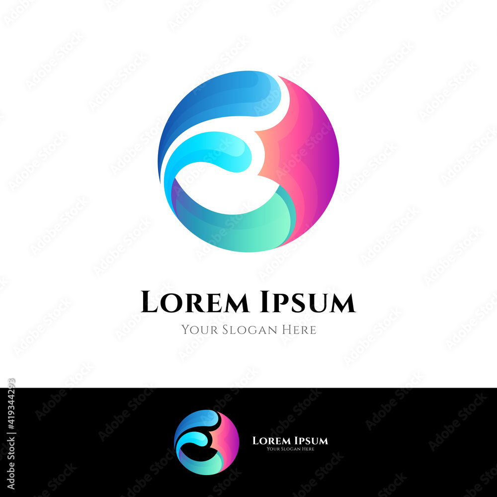 Abstract circle wave logo design template with gradient color Abstract circle wave logo design template with gradient color