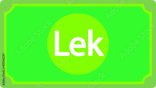Albania Lek currency Sign Green Note icon Vector for mobile apps and Websites