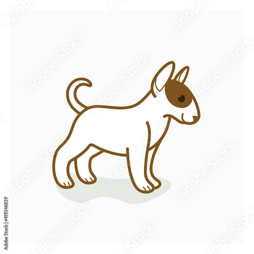 Bull terrier. Cute dog character. Vector illustration in cartoon style for poster  postcard.