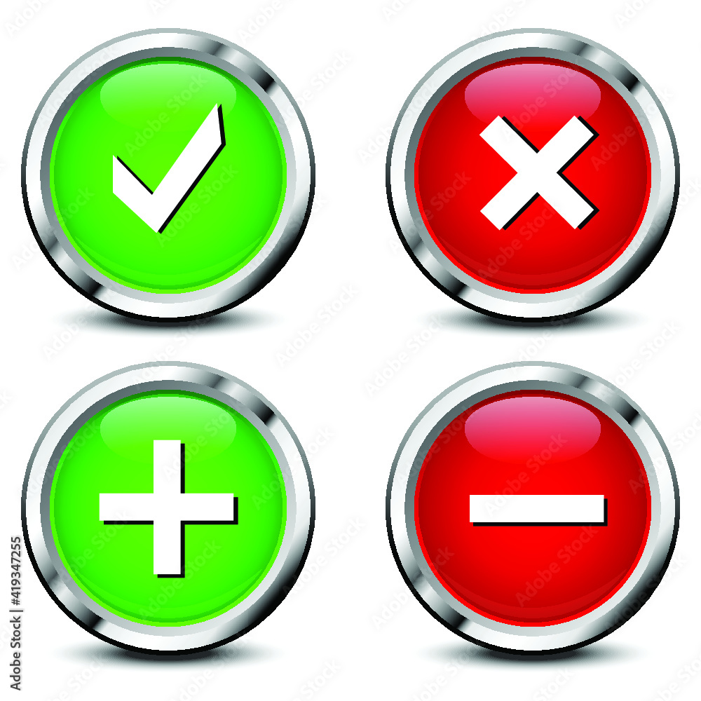 Permission buttons set, vector illustration Permission buttons set, vector illustration