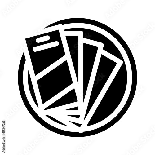 table with booklets glyph icon vector illustration